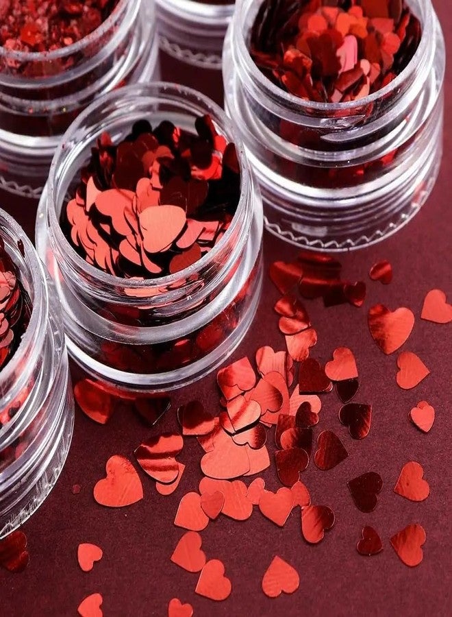 MANGOIT Red Nail Glitter Powder Heart Nail Sequins 6 Jars Valentine Love Heart Nail Art Flakes Powder Kit for Acrylic Valentine Christmas Nails Decorations DIY Crafts - Image 5