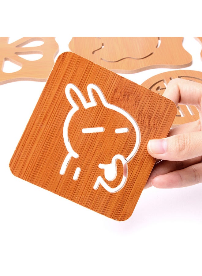 Wooden Cartoon Heat Insulation Mat Dining Table Mat Non-slip Pot Mat Creative Cute Cushion Tea Mat Bowl Mat Coaster-Color:Large Apple (with Anti-slip Mat)#C0D46#-Specifications:Small 800/piece, Large 300/piece  - Image 4