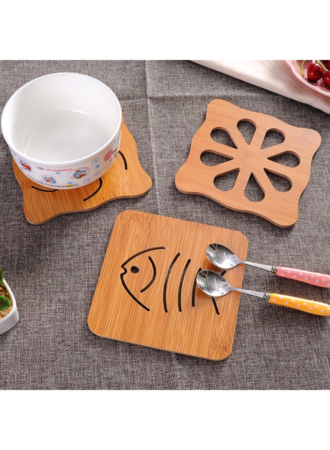 Wooden Cartoon Heat Insulation Mat Dining Table Mat Non-slip Pot Mat Creative Cute Cushion Tea Mat Bowl Mat Coaster-Color:Large Apple (with Anti-slip Mat)#C0D46#-Specifications:Small 800/piece, Large 300/piece  - Image 2