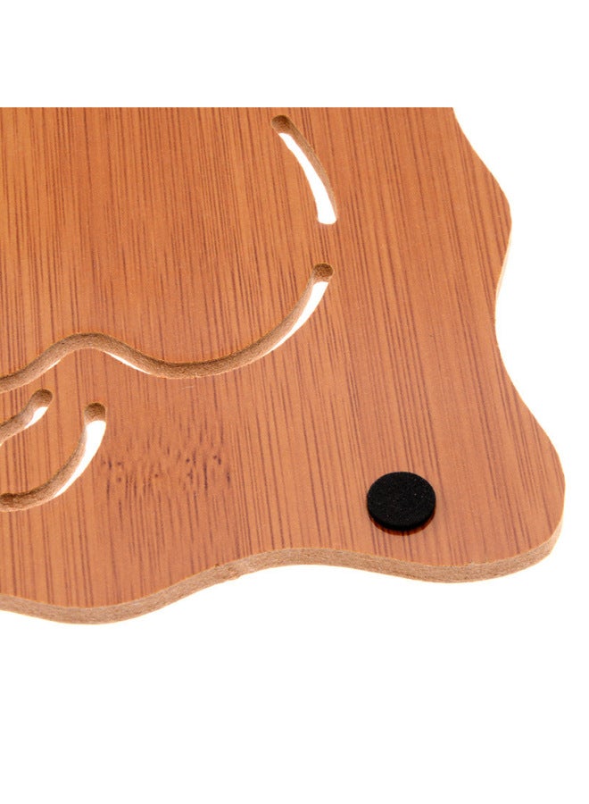 Wooden Cartoon Heat Insulation Mat Dining Table Mat Non-slip Pot Mat Creative Cute Cushion Tea Mat Bowl Mat Coaster-Color:Large Apple (with Anti-slip Mat)#C0D46#-Specifications:Small 800/piece, Large 300/piece  - Image 5