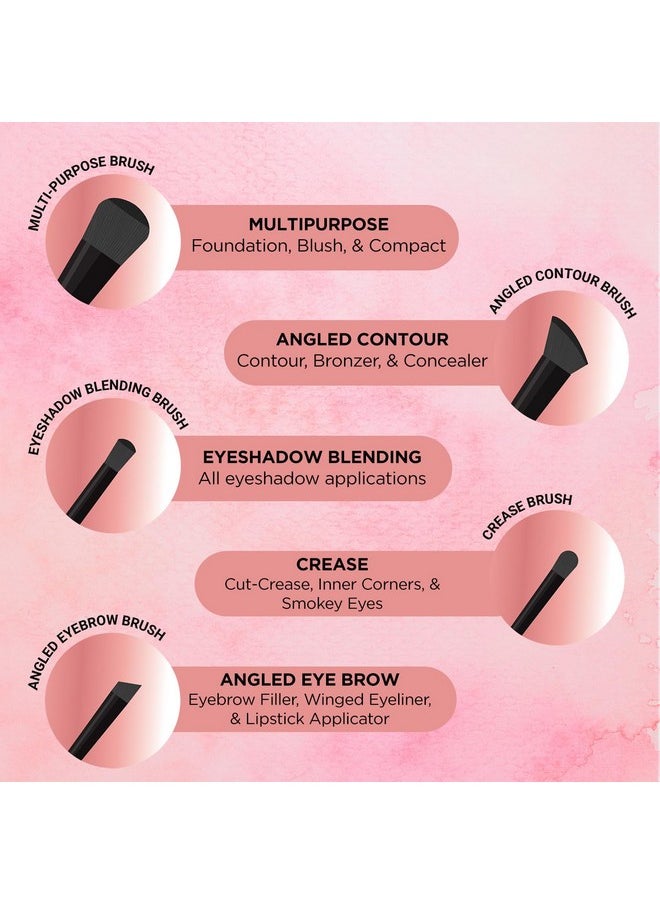 BELLAVITA BELLAVITA Makeup Brushes Set Of 5 | Premium Easy To Hold & Precise Application For Face, Eyes & Brows | Soft Bristles | Makeup Brushes With Pouch| Black, 77.80 Gm  - Image 4