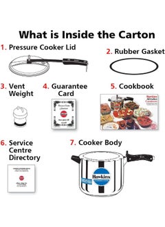 Hawkins 6 Liters Stainless Steel Pressure Cooker With Inner Lid, Induction Compatible,Silver  - Image 5
