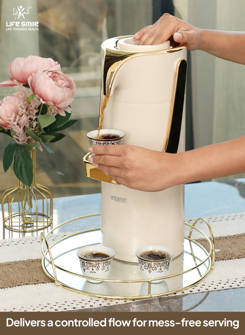 Life Smile 1.9L Luxury Vacuum Tea Dispenser with Smart Lock System – Leak-Proof, Rotatable Base & Pink Glass Inner - Image 4