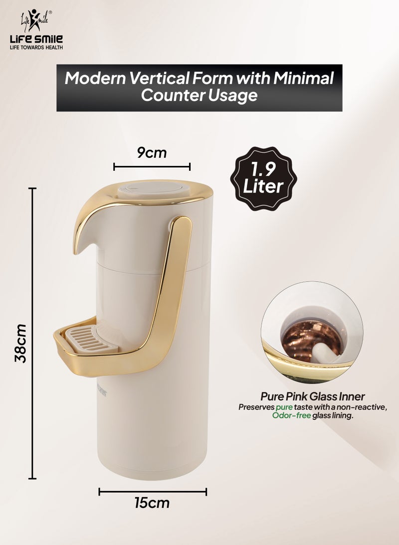 Life Smile 1.9L Luxury Vacuum Tea Dispenser with Smart Lock System – Leak-Proof, Rotatable Base & Pink Glass Inner - Image 3