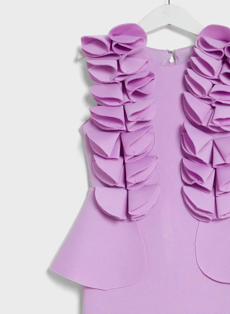 Little Golden Apple Ruffled Peplum Dress