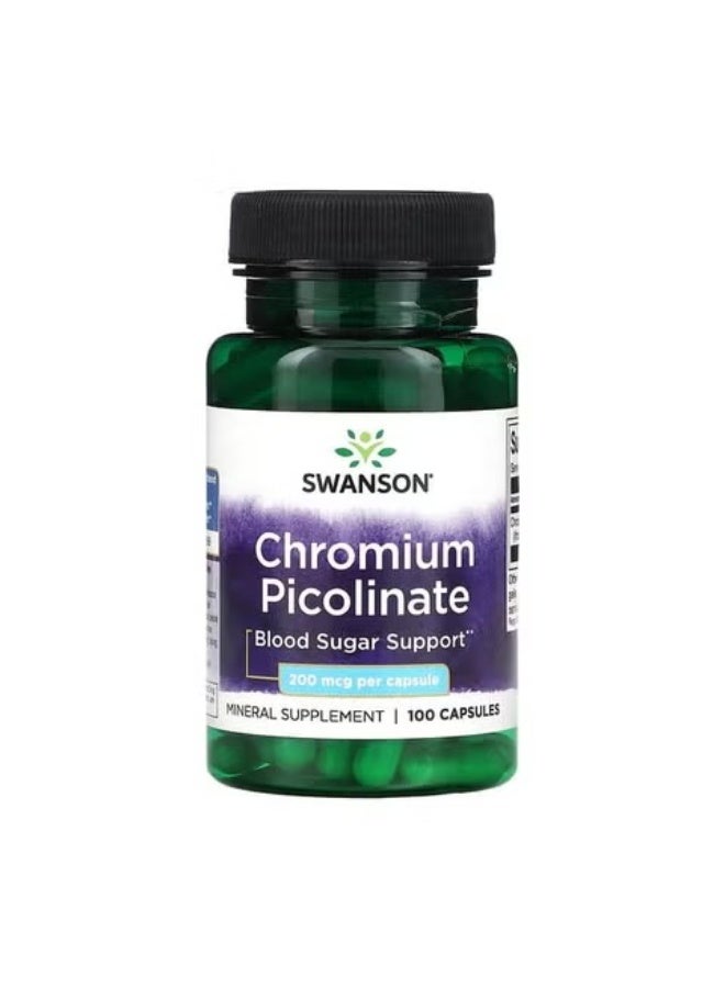 SWANSON Chromium Picolinate, 200 mcg, 100 Vegan Capsules - Image 1