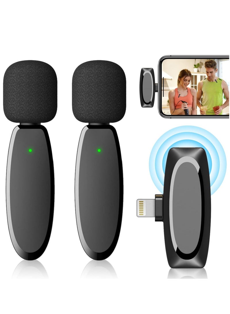 2 Pack Wireless Lavalier Microphone for iPhone Mini Microphone Wireless Mic for iPhone iPad Video Recording Podcast YouTube Facebook TikTok Live Stream Vlog Auto-Sync NO APP or Bluetooth Needed - Image 1