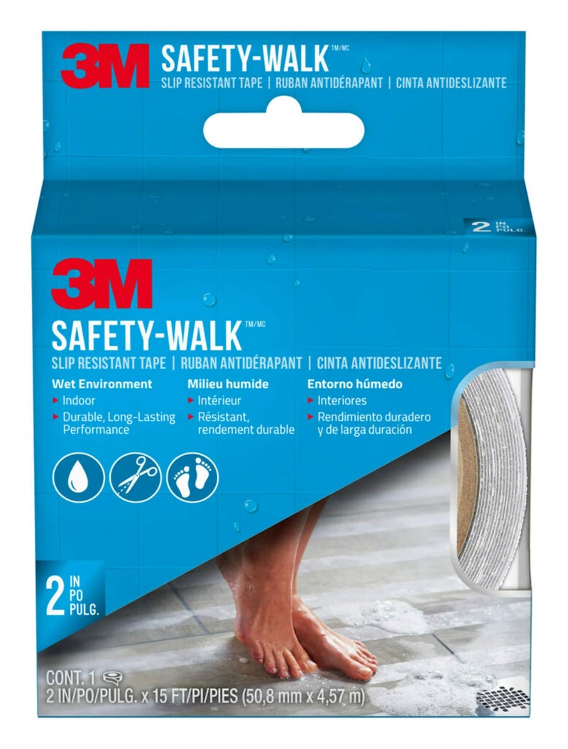3M SafetyWalk Slip Resistant Tape 2 in x 15 ft Anti Slip Clear Tape Ideal For Slippery Wet Conditions SelfAdhesive Backing Quick Easy Application Durable LongLasting 220CR2X180