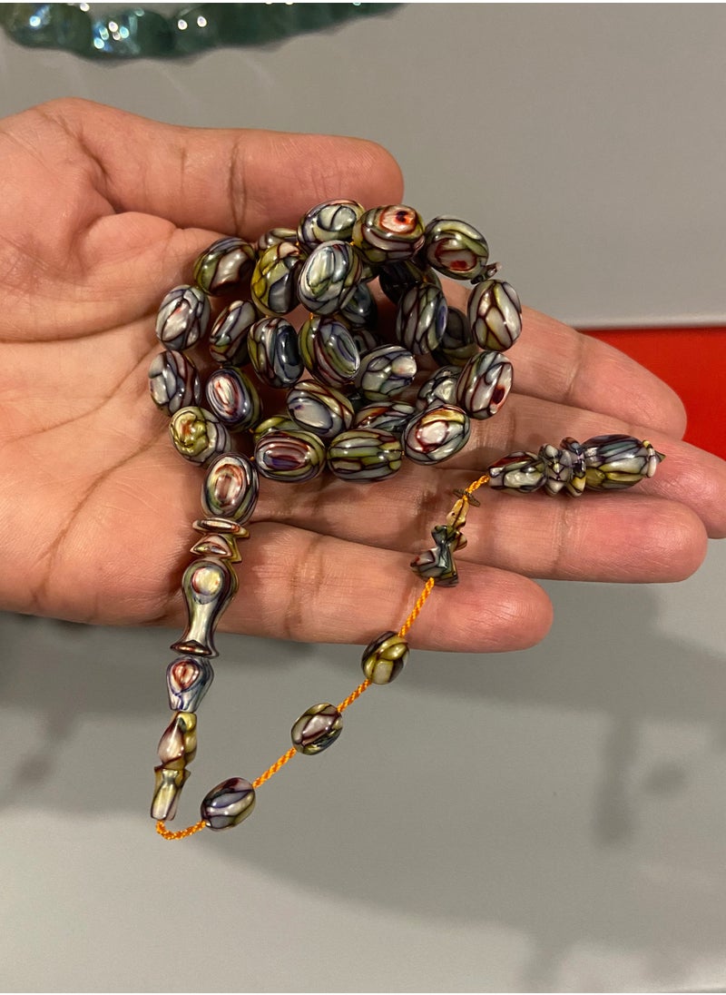 بيرسونال تاتش سبحة رجالية نادرة جداً من القلاليث الفرنسي عدد الخرز 33 مقاس الخرز 11.5mm x 8.5mm  - Image 1