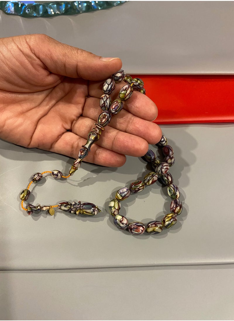 بيرسونال تاتش - سبحة رجالية نادرة جداً من القلاليث الفرنسي عدد الخرز 33 مقاس الخرز 11.5mm x 8.5mm - Image 1