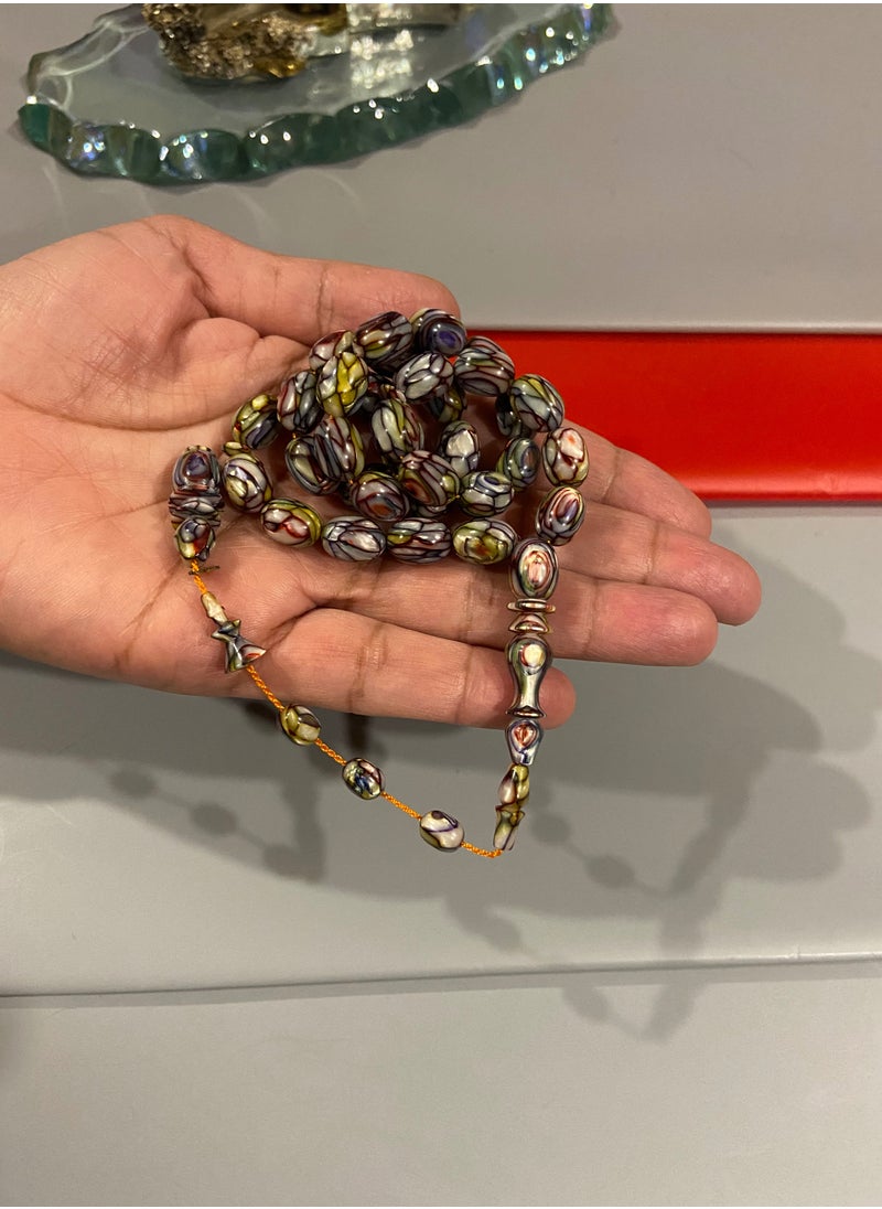 بيرسونال تاتش سبحة رجالية نادرة جداً من القلاليث الفرنسي عدد الخرز 33 مقاس الخرز 11.5mm x 8.5mm  - Image 3