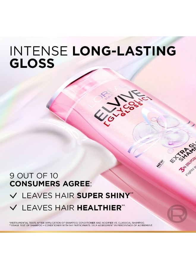 L'OREAL PARIS Elvive Glycolic Gloss Extra Gloss Shampoo with 3% Glycolic Acid for Dull and Porous Hair 400ML  - Image 3
