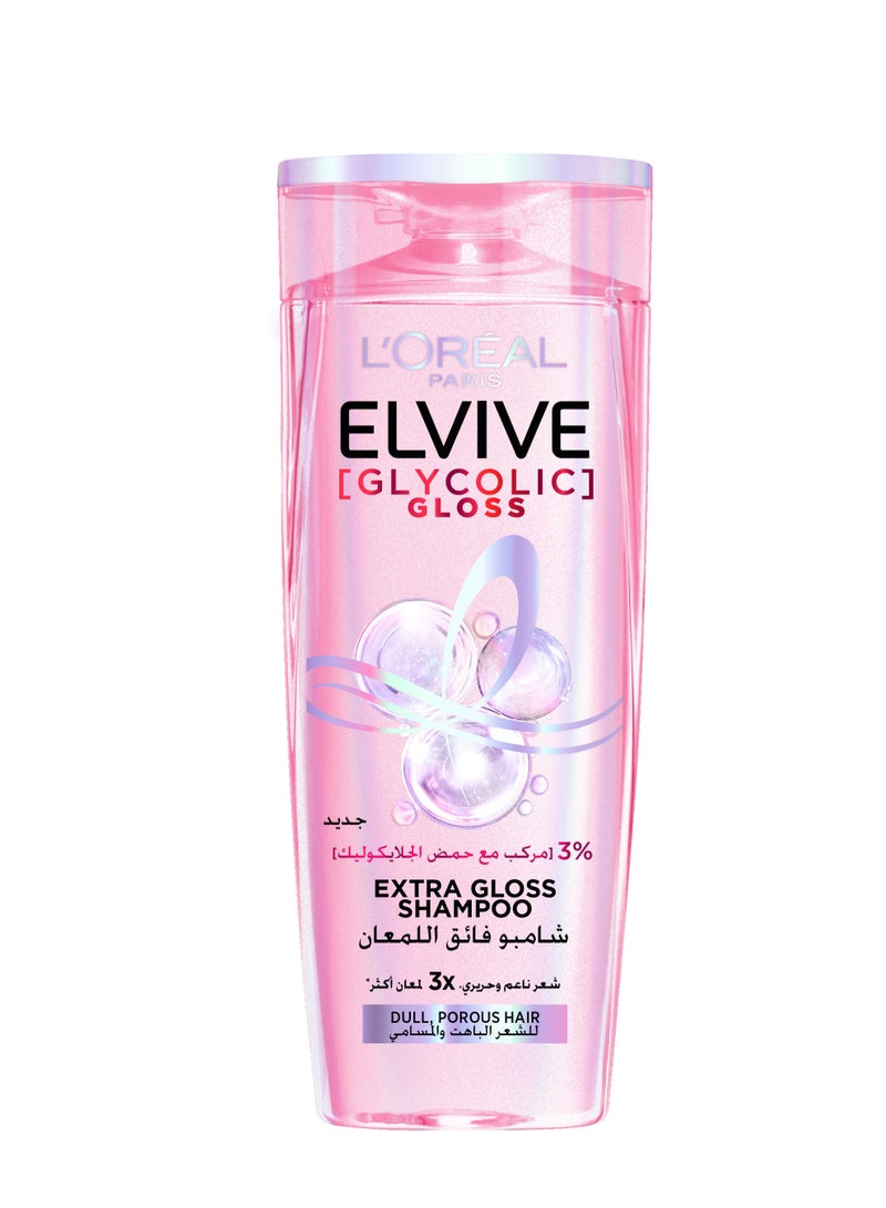 L'OREAL PARIS Elvive Glycolic Gloss Extra Gloss Shampoo with 3% Glycolic Acid for Dull and Porous Hair 400ML - Image 1