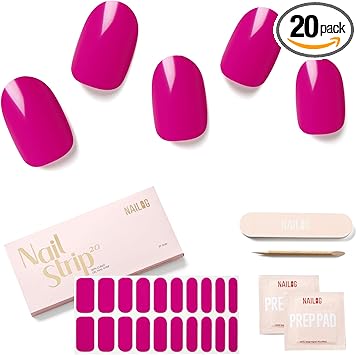 NAILOG Semi Cured Gel Nail Strips Extra Long Nail Polish Strips 20 Pieces Long Lasting Semi Cured Nail Stickers with Soft Glossy Gel FinishMagen - Image 1