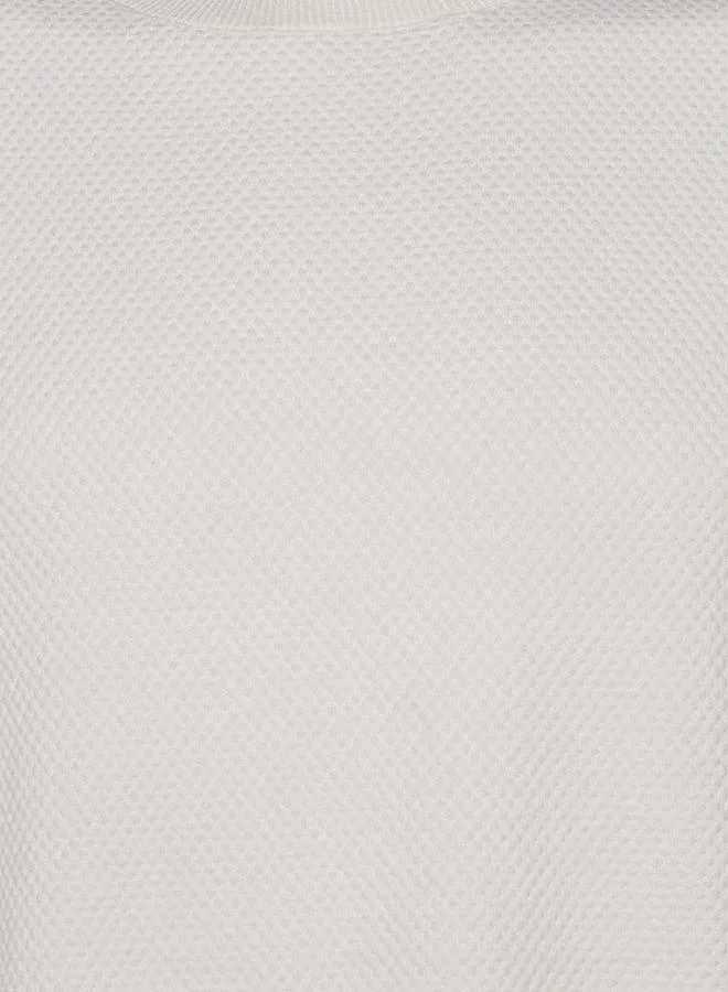 Iconic WHITE Iconic Men Regular Fit Crew Neck Short Sleeves Popcorn Textured T shirt for Men | Best Price UAE