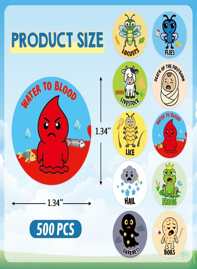 Fancy Land 500Pcs Passover 10 Plagues Stickers for Kids Passover Decorations Gifts for Seder Cute - Image 2
