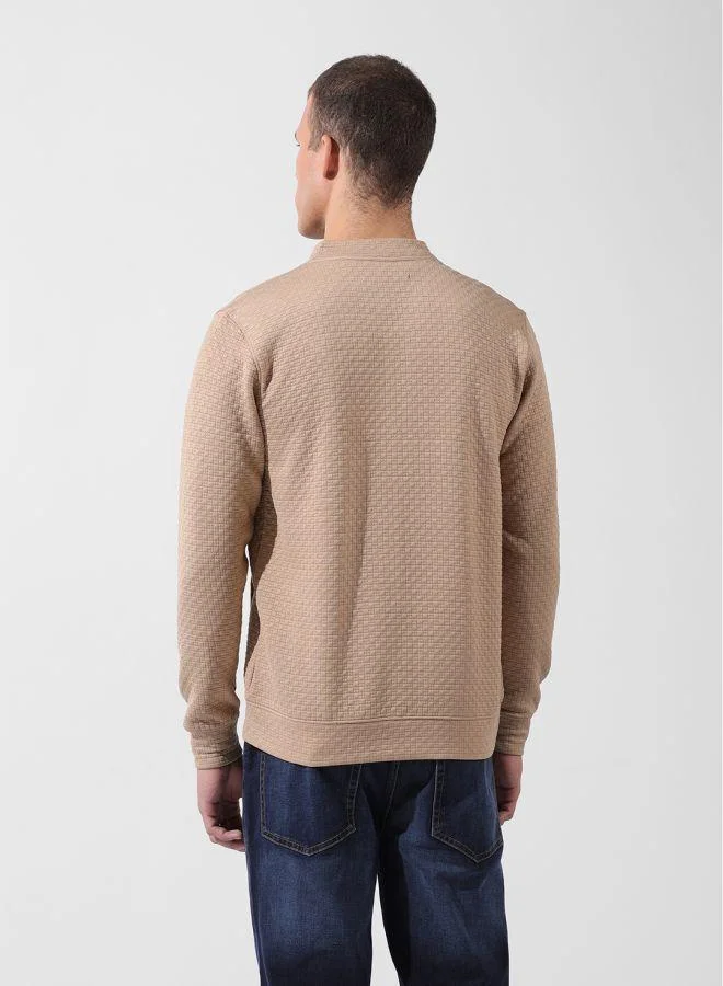 ذا انديان كراج كو Men Regular Fit Self Design Round Neck Full Sleeves Sweatshirt