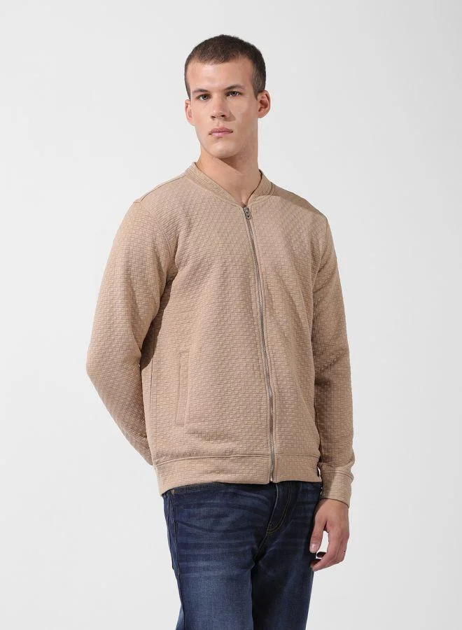 ذا انديان كراج كو Men Regular Fit Self Design Round Neck Full Sleeves Sweatshirt