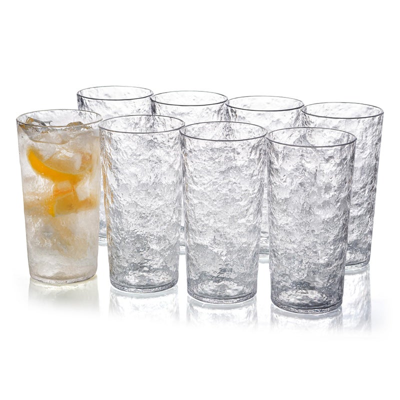 KXWARE 18ounce Acrylic Highball Glasses Plastic Tumbler set of 8 Clear