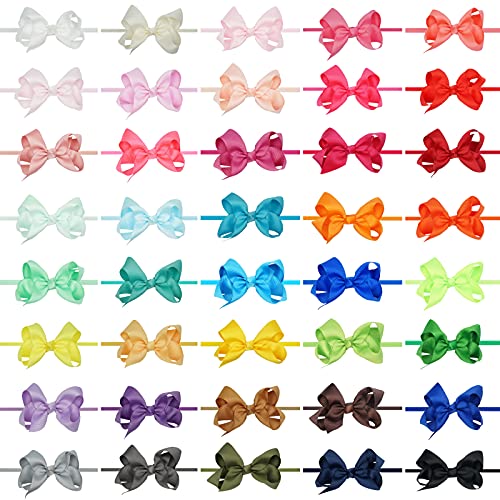CÉLLOT 40 Colors Baby Bow Headbands 3" Hair Bows Super Soft Nylon Headbands for Baby Girls Infants preemie and Newborn Kids Hair Accessories - Image 2
