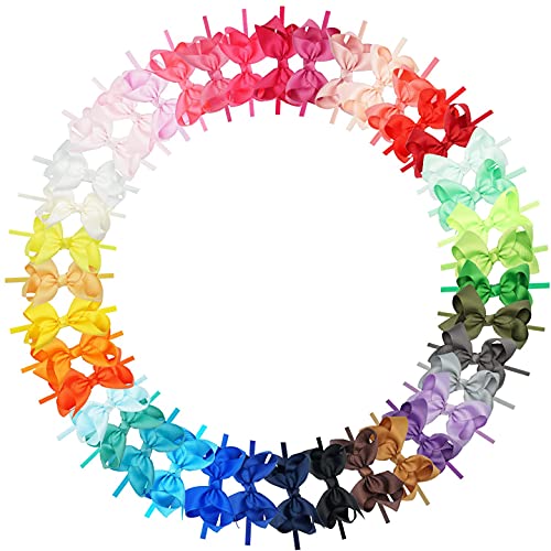 CÉLLOT 40 Colors Baby Bow Headbands 3" Hair Bows Super Soft Nylon Headbands for Baby Girls Infants preemie and Newborn Kids Hair Accessories - Image 3