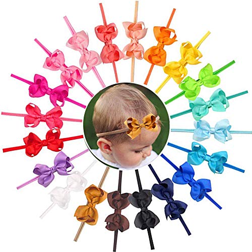 CÉLLOT 40 Colors Baby Bow Headbands 3" Hair Bows Super Soft Nylon Headbands for Baby Girls Infants preemie and Newborn Kids Hair Accessories - Image 4