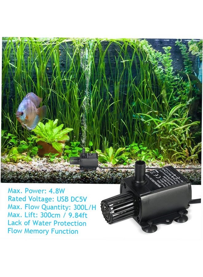 Decdeal Submersible Water Pump Aquarium Fountain With Flow Adjustment Function And Usb Interface, Dc 5V 4.8W 300L/H Lift 300Cm - Image 2