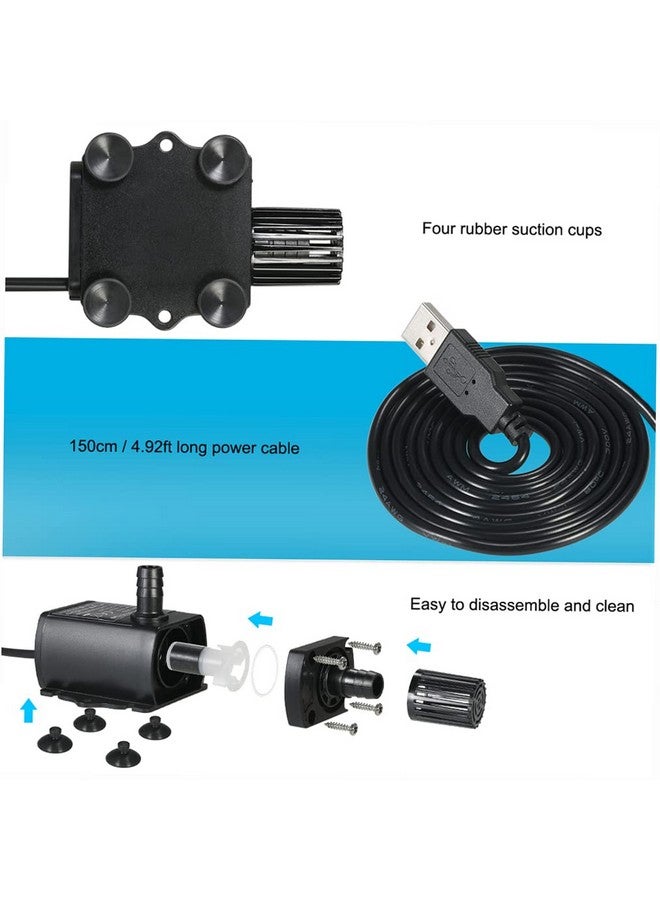Decdeal Submersible Water Pump Aquarium Fountain With Flow Adjustment Function And Usb Interface, Dc 5V 4.8W 300L/H Lift 300Cm - Image 3