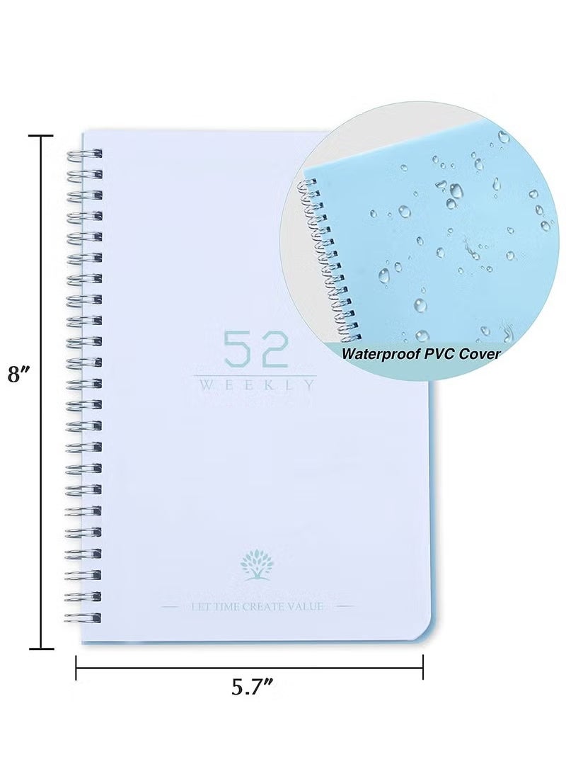 Undated Weekly Planner, Weekly Goals A5 Notebook, Habit Tracker Journal, To Do List Planner Goal Planner, (Blue)