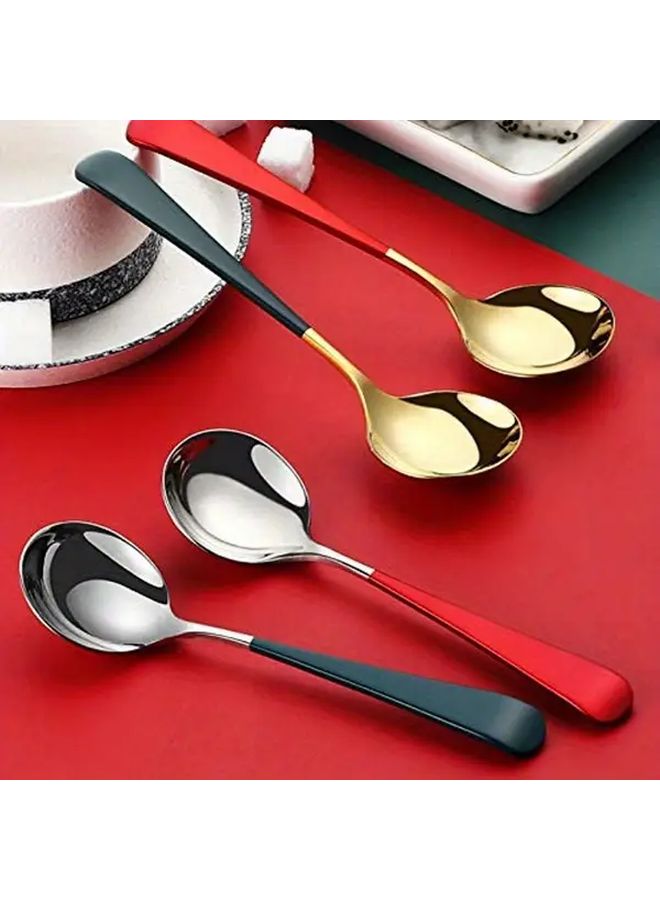 5 Pieces Stainless Steel Soup Spoon Set With Vibrant Handles Modern Design - Image 2