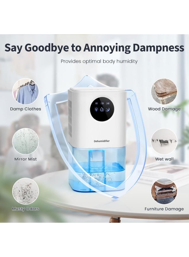 عربست أجهزة تجفيف الرطوبة لغرفة النوم، أجهزة تجفيف الرطوبة الصغيرة للحمام مع إغلاق التلقائي، 7 ضوء، مؤقتات، وضع النوم، أجهزة تجفيف الرطوبة المنزلية المحمولة 58 أوقية للمنزل مكان صغير، حمام، خزانة، RV، أبيض - Image 3