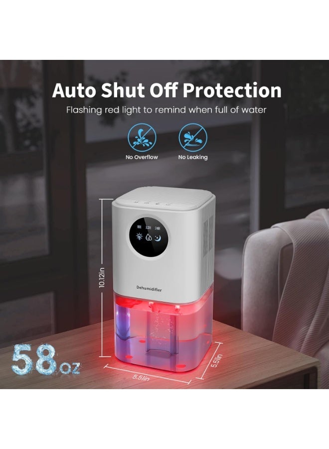 عربست أجهزة تجفيف الرطوبة لغرفة النوم، أجهزة تجفيف الرطوبة الصغيرة للحمام مع إغلاق التلقائي، 7 ضوء، مؤقتات، وضع النوم، أجهزة تجفيف الرطوبة المنزلية المحمولة 58 أوقية للمنزل مكان صغير، حمام، خزانة، RV، أبيض - Image 5