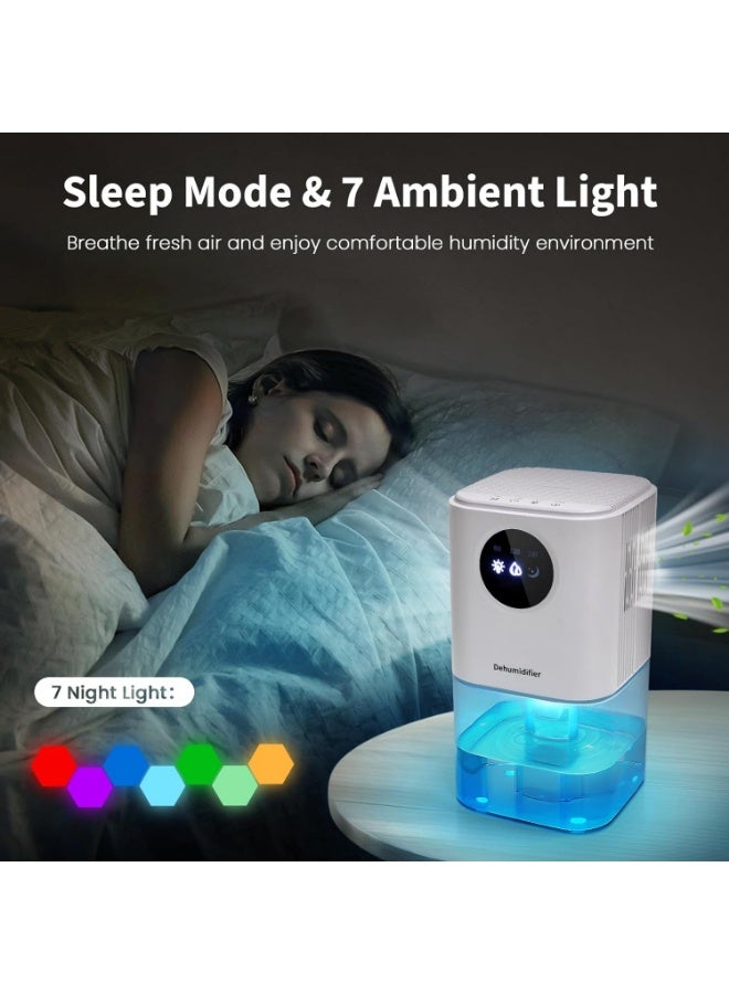 عربست أجهزة تجفيف الرطوبة لغرفة النوم، أجهزة تجفيف الرطوبة الصغيرة للحمام مع إغلاق التلقائي، 7 ضوء، مؤقتات، وضع النوم، أجهزة تجفيف الرطوبة المنزلية المحمولة 58 أوقية للمنزل مكان صغير، حمام، خزانة، RV، أبيض - Image 4