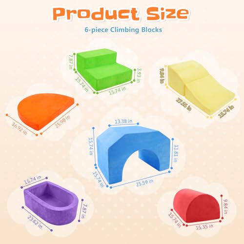 DOGERN 6Piece Soft Foam Climbing Blocks for Toddlers Babies Indoor Baby Climbing Toys Set Toddler Foam Play Gym with NonSlip Base Sensory Play Climber Indoor Climb and Crawl Activity Play Set - Image 5