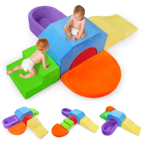 DOGERN 6Piece Soft Foam Climbing Blocks for Toddlers Babies Indoor Baby Climbing Toys Set Toddler Foam Play Gym with NonSlip Base Sensory Play Climber Indoor Climb and Crawl Activity Play Set - Image 1