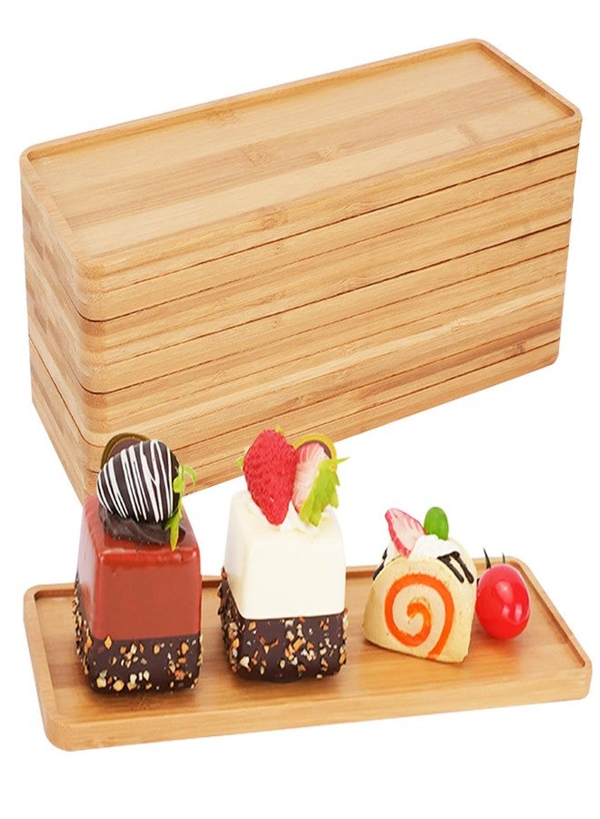 JIABEIUS 10 Pcs Wood Serving Trays, Rectangle Bamboo Tray for Bathroom, Wooden Serving Platter Vanity Tray for Dresser Snack Food Dinner Kitchen, 11 x 4 Inch(Rounded Edges) - Image 1