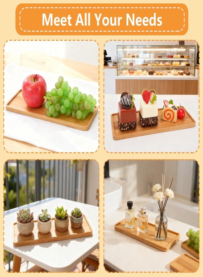 JIABEIUS 10 Pcs Wood Serving Trays, Rectangle Bamboo Tray for Bathroom, Wooden Serving Platter Vanity Tray for Dresser Snack Food Dinner Kitchen, 11 x 4 Inch(Rounded Edges) - Image 3