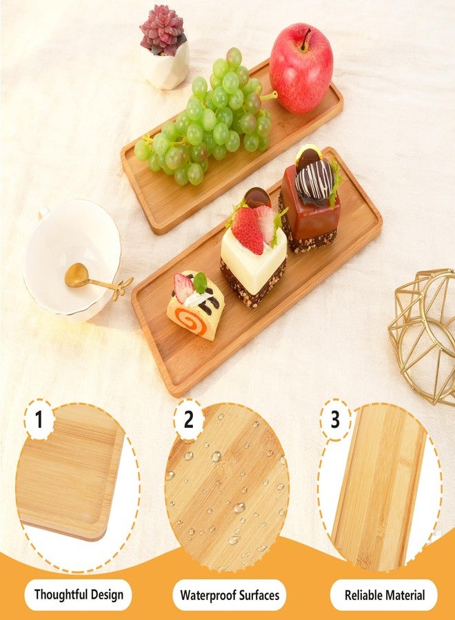 JIABEIUS 10 Pcs Wood Serving Trays, Rectangle Bamboo Tray for Bathroom, Wooden Serving Platter Vanity Tray for Dresser Snack Food Dinner Kitchen, 11 x 4 Inch(Rounded Edges) - Image 4