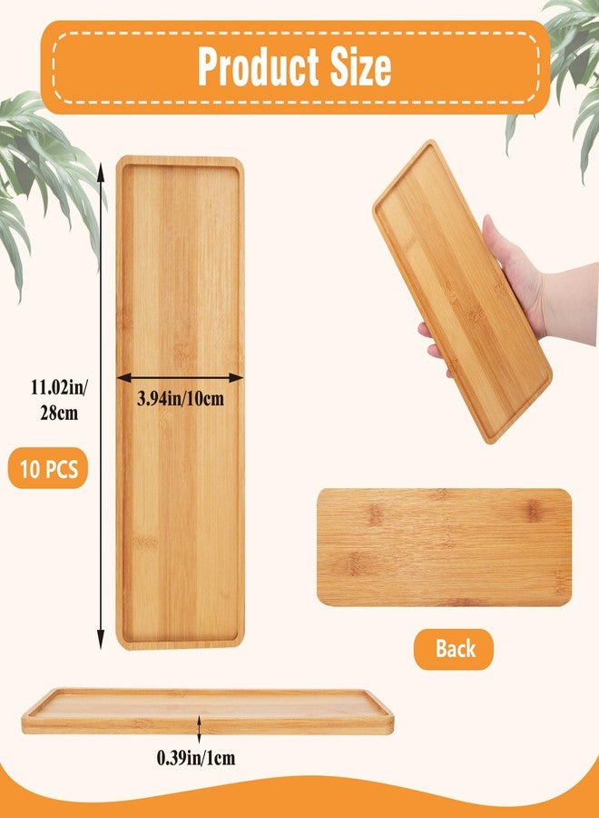 JIABEIUS 10 Pcs Wood Serving Trays, Rectangle Bamboo Tray for Bathroom, Wooden Serving Platter Vanity Tray for Dresser Snack Food Dinner Kitchen, 11 x 4 Inch(Rounded Edges) - Image 2