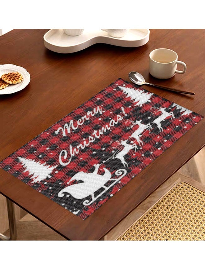 ZVEV 4 Pack Christmas Placemats, Placemats for Dining Table Non-Slip and Heat-Resistant 12 x 18 Inch Holiday Rustic Vintage Washable Table Mats - Image 4