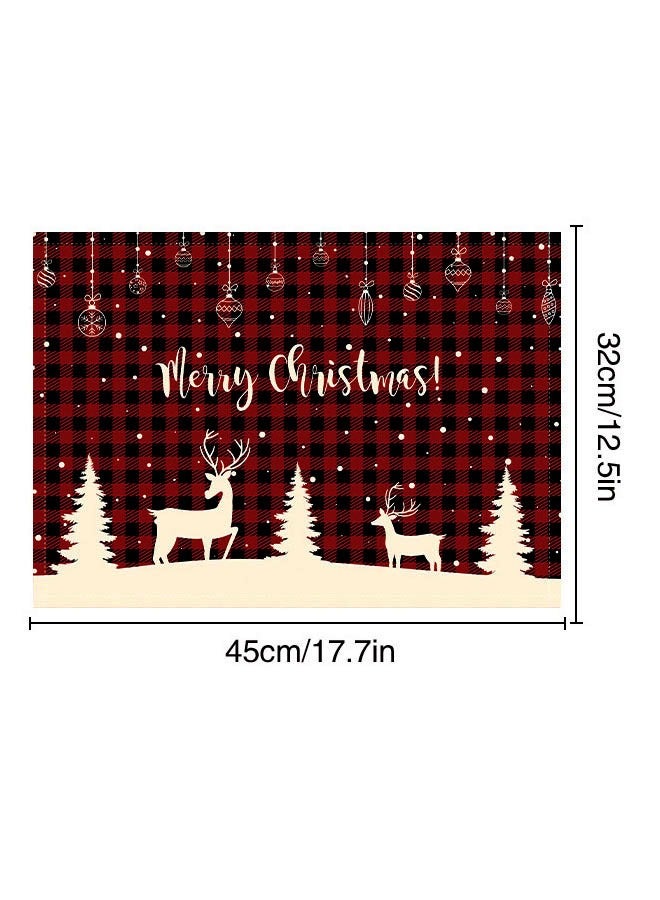 ZVEV 4 Pack Christmas Placemats, Placemats for Dining Table Non-Slip and Heat-Resistant 12 x 18 Inch Holiday Rustic Vintage Washable Table Mats - Image 2