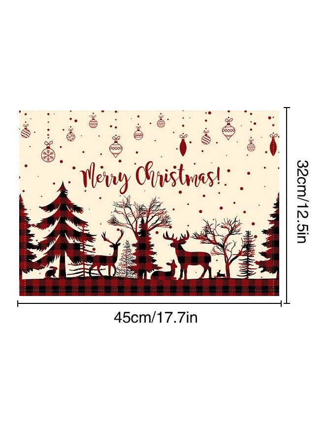 ZVEV 4 Pack Christmas Placemats, Placemats for Dining Table Non-Slip and Heat-Resistant 12 x 18 Inch Holiday Rustic Vintage Washable Table Mats - Image 3