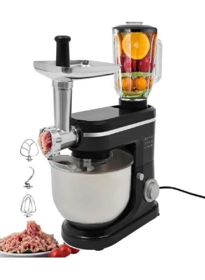 بونجور خلاط العجين المتعدد الوظائف 3-في-1 من Bonjour، بسعة 6.5 لتر مع وعاء من الستانلس ستيل، وتحكّم بـ 6 سرعات – يشمل مفرمة لحم، ومحضّرة طعام، وخفّاق، ومضرب، وخطاف للعجين – مثالي للاستخدام المنزلي، والمخابز، والمطاعم. - Image 4