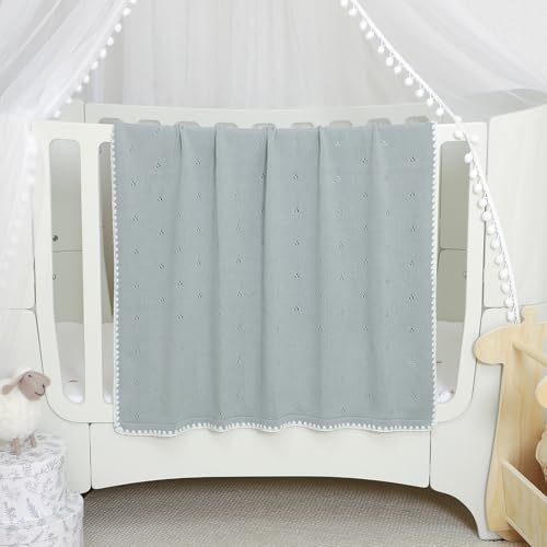 Wugugu Baby Blanket Knit Ultra Soft Swaddle Receiving Blankets for Boys & Girls Cotton Knitted Newborn Infant Toddler Nursery Crib 30 x 40 Inch - Image 4