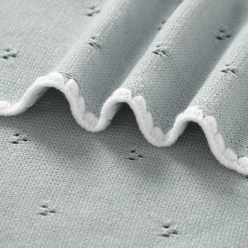 Wugugu Baby Blanket Knit Ultra Soft Swaddle Receiving Blankets for Boys & Girls Cotton Knitted Newborn Infant Toddler Nursery Crib 30 x 40 Inch - Image 5