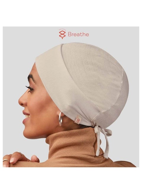 Breathe Comfort Bamboo Hijab Bandana Ultra Grip Double Layer Breathable Undercap Women -Bige