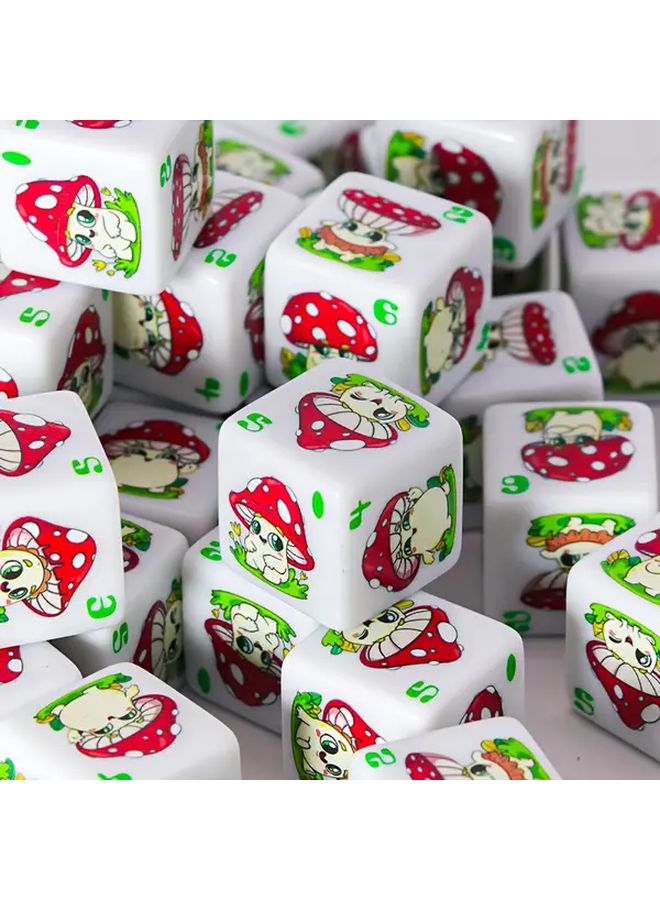 10 قطع نرد المشروم الأحمر السعيد D6 إكسسوارات لعبة اللوحة الأكريليكية للعائلة والأصدقاء - Image 4