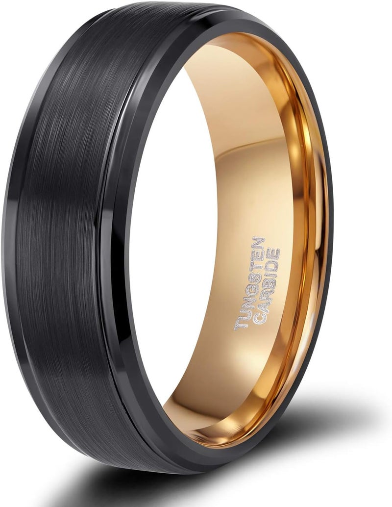 TRUMIUM 4mm 6mm 8mm Tungsten Rings for Men Women Silver Blue Rose Gold Plated Black Tungsten Wedding Band Matte Brushed Finish Comfort Fit Size 4-15 - Image 1