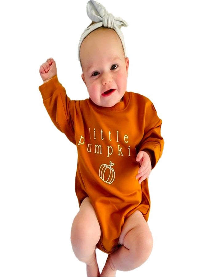 WOLBAY Newborn Infant Toddler Baby Girl Boy long Sleeve Halloween Thanksgiving Pumpkin Patch Onesie(Brown Pumpkin, 6-12 Months) - Image 1