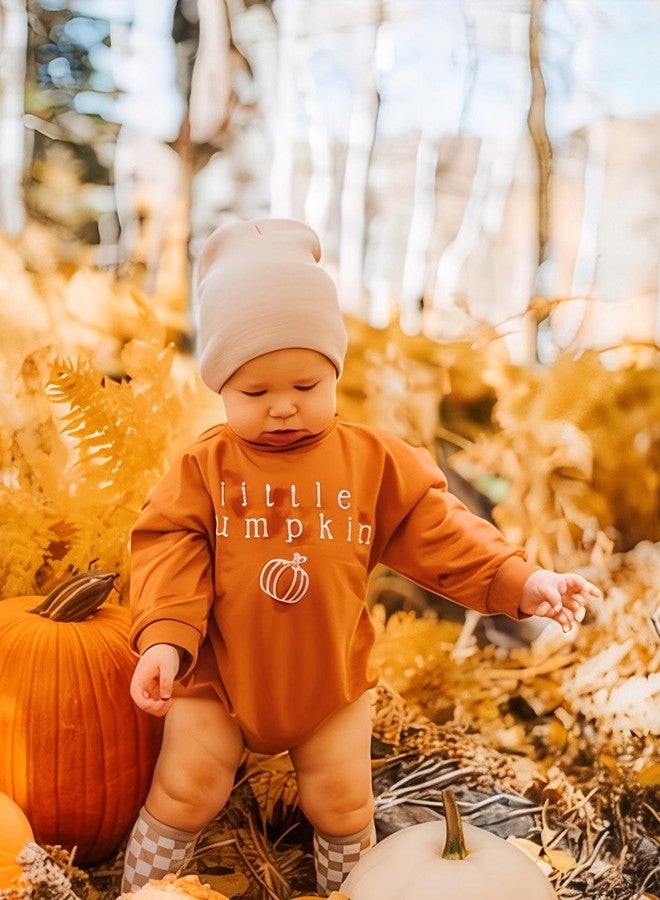 WOLBAY Newborn Infant Toddler Baby Girl Boy long Sleeve Halloween Thanksgiving Pumpkin Patch Onesie(Brown Pumpkin, 6-12 Months) - Image 4